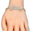 Pulsera Elegante 03.63.2019.08 Oro Laminado, Pulido, Tono Dorado (03 MM Thickness, 8 Inches Length)