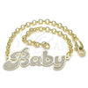 Pulsera Elegante 03.63.2019.08 Oro Laminado, Pulido, Tono Dorado (03 MM Thickness, 8 Inches Length)