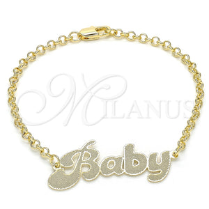 Pulsera Elegante 03.63.2019.08 Oro Laminado, Pulido, Tono Dorado (03 MM Thickness, 8 Inches Length)