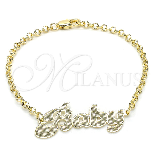 Pulsera Elegante 03.63.2019.08 Oro Laminado, Pulido, Tono Dorado (03 MM Thickness, 8 Inches Length)