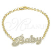 Pulsera Elegante 03.63.2019.08 Oro Laminado, Pulido, Tono Dorado (03 MM Thickness, 8 Inches Length)