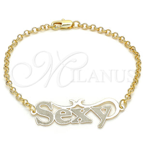 Pulsera Elegante 03.63.2020.08 Oro Laminado, Pulido, Tono Dorado (03 MM Thickness, 8 Inches Length)