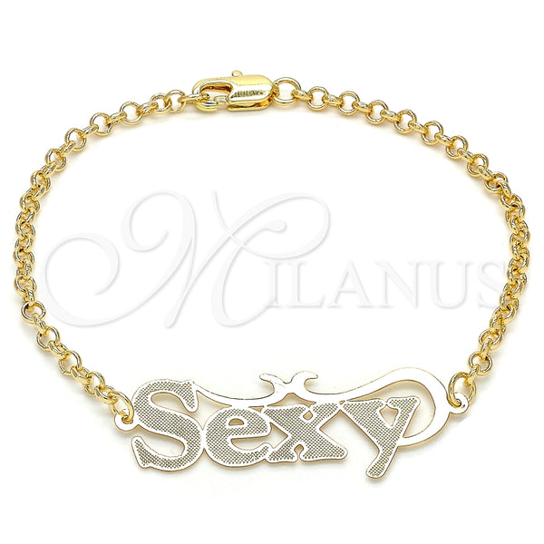 Pulsera Elegante 03.63.2020.08 Oro Laminado, Pulido, Tono Dorado (03 MM Thickness, 8 Inches Length)