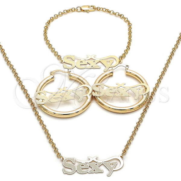 Collar, Pulsera y Dije 06.63.0252 Oro Laminado, Pulido, Tono Dorado