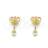 Arete Dormilona 02.63.2659 Oro Laminado, con Blanca Zirconia Cubica, Pulido, Tono Dorado