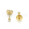 Arete Dormilona 02.63.2659 Oro Laminado, con Blanca Zirconia Cubica, Pulido, Tono Dorado