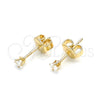 Arete Dormilona 02.63.2659 Oro Laminado, con Blanca Zirconia Cubica, Pulido, Tono Dorado
