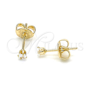 Arete Dormilona 02.63.2659 Oro Laminado, con Blanca Zirconia Cubica, Pulido, Tono Dorado