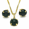 Juego de Arete y Dije de Adulto 10.09.0038.1.18 Oro Laminado, con Esmeralda Zirconia Cubica, Pulido, Tono Dorado
