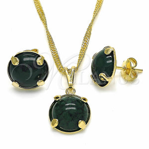 Juego de Arete y Dije de Adulto 10.09.0038.1.18 Oro Laminado, con Esmeralda Zirconia Cubica, Pulido, Tono Dorado