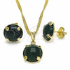 Juego de Arete y Dije de Adulto 10.09.0038.1.18 Oro Laminado, con Esmeralda Zirconia Cubica, Pulido, Tono Dorado