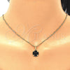 Juego de Arete y Dije de Adulto 10.09.0038.2.18 Oro Laminado, con Negro Zirconia Cubica, Pulido, Tono Dorado