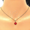 Juego de Arete y Dije de Adulto 10.09.0038.3.18 Oro Laminado, con Rubi Zirconia Cubica, Pulido, Tono Dorado