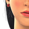 Juego de Arete y Dije de Adulto 10.09.0038.3.18 Oro Laminado, con Rubi Zirconia Cubica, Pulido, Tono Dorado