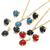 Juego de Arete y Dije de Adulto 10.09.0038.3.18 Oro Laminado, con Rubi Zirconia Cubica, Pulido, Tono Dorado