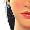 Juego de Arete y Dije de Adulto 10.09.0038.4.18 Oro Laminado, con Turquoise Zirconia Cubica, Pulido, Tono Dorado