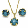 Juego de Arete y Dije de Adulto 10.09.0038.4.18 Oro Laminado, con Turquoise Zirconia Cubica, Pulido, Tono Dorado