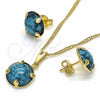 Juego de Arete y Dije de Adulto 10.09.0038.4.18 Oro Laminado, con Turquoise Zirconia Cubica, Pulido, Tono Dorado