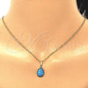 Juego de Arete y Dije de Adulto 10.09.0039.3.18 Oro Laminado, Diseño de Gota, con Turquoise Zirconia Cubica, Pulido, Tono Dorado