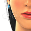 Juego de Arete y Dije de Adulto 10.09.0039.3.18 Oro Laminado, Diseño de Gota, con Turquoise Zirconia Cubica, Pulido, Tono Dorado