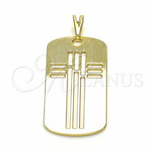 Dije Religioso 05.09.0064 Oro Laminado, Diseño de Cruz, Pulido, Tono Dorado