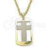 Dije Religioso 05.09.0065 Oro Laminado, Diseño de Cruz, Pulido, Tono Dorado