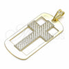Dije Religioso 05.09.0065 Oro Laminado, Diseño de Cruz, Pulido, Tono Dorado