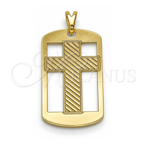 Dije Religioso 05.09.0065 Oro Laminado, Diseño de Cruz, Pulido, Tono Dorado