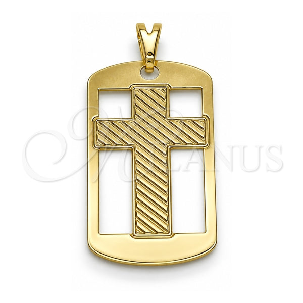 Dije Religioso 05.09.0065 Oro Laminado, Diseño de Cruz, Pulido, Tono Dorado