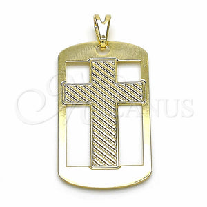 Dije Religioso 05.09.0065 Oro Laminado, Diseño de Cruz, Pulido, Tono Dorado