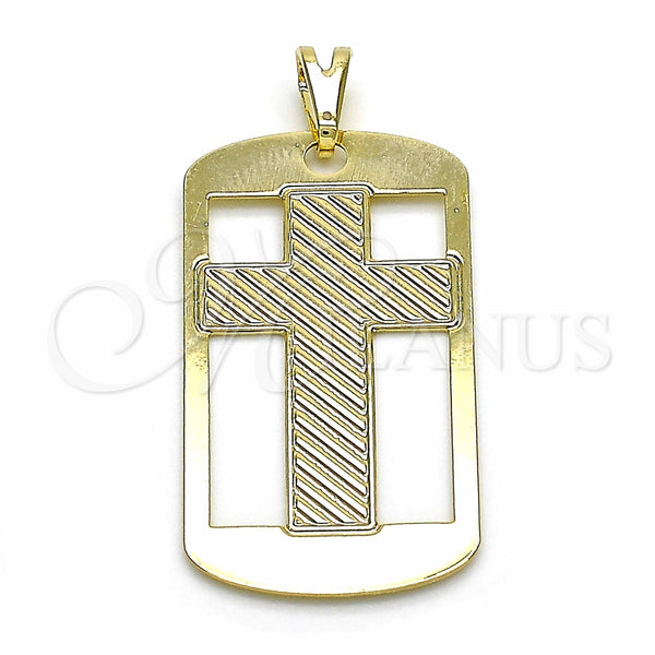 Dije Religioso 05.09.0065 Oro Laminado, Diseño de Cruz, Pulido, Tono Dorado