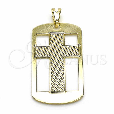 Dije Religioso 05.09.0065 Oro Laminado, Diseño de Cruz, Pulido, Tono Dorado