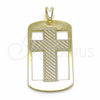 Dije Religioso 05.09.0065 Oro Laminado, Diseño de Cruz, Pulido, Tono Dorado