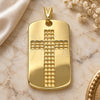 Dije Religioso 05.09.0066 Oro Laminado, Diseño de Cruz, Pulido, Tono Dorado