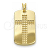 Dije Religioso 05.09.0066 Oro Laminado, Diseño de Cruz, Pulido, Tono Dorado