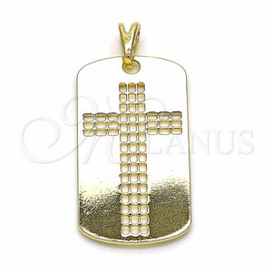 Dije Religioso 05.09.0066 Oro Laminado, Diseño de Cruz, Pulido, Tono Dorado