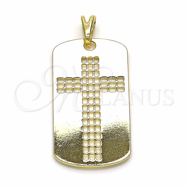 Dije Religioso 05.09.0066 Oro Laminado, Diseño de Cruz, Pulido, Tono Dorado