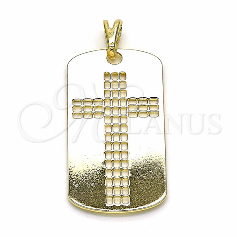 Dije Religioso 05.09.0066 Oro Laminado, Diseño de Cruz, Pulido, Tono Dorado