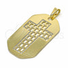 Dije Religioso 05.09.0067 Oro Laminado, Diseño de Cruz, Pulido, Tono Dorado