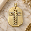 Dije Religioso 05.09.0067 Oro Laminado, Diseño de Cruz, Pulido, Tono Dorado