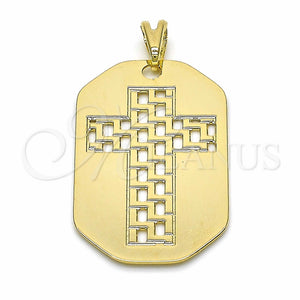 Dije Religioso 05.09.0067 Oro Laminado, Diseño de Cruz, Pulido, Tono Dorado