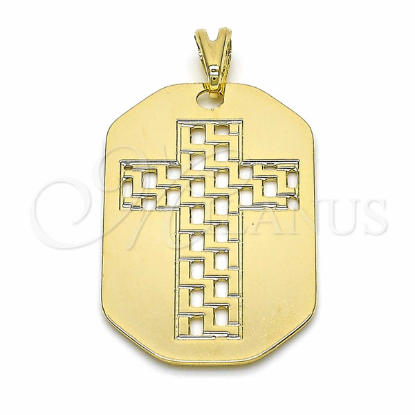 Dije Religioso 05.09.0067 Oro Laminado, Diseño de Cruz, Pulido, Tono Dorado