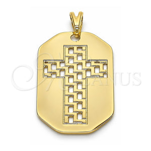 Dije Religioso 05.09.0067 Oro Laminado, Diseño de Cruz, Pulido, Tono Dorado