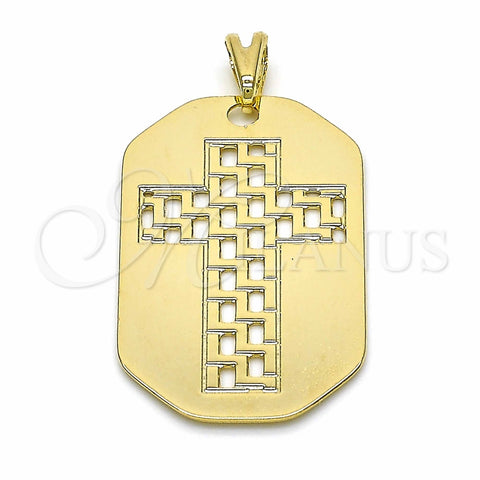 Dije Religioso 05.09.0067 Oro Laminado, Diseño de Cruz, Pulido, Tono Dorado