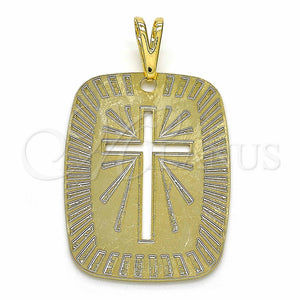 Dije Religioso 05.09.0068 Oro Laminado, Diseño de Cruz, Pulido, Tono Dorado