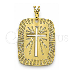 Dije Religioso 05.09.0068 Oro Laminado, Diseño de Cruz, Pulido, Tono Dorado