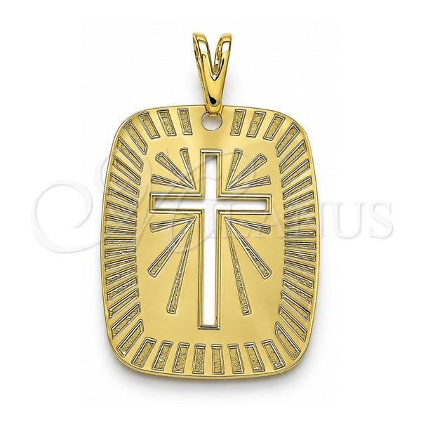 Dije Religioso 05.09.0068 Oro Laminado, Diseño de Cruz, Pulido, Tono Dorado