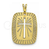 Dije Religioso 05.09.0068 Oro Laminado, Diseño de Cruz, Pulido, Tono Dorado