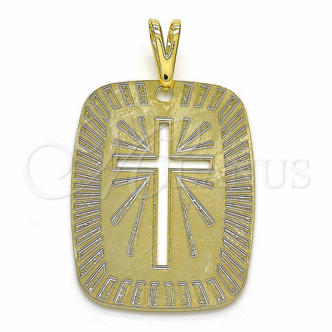 Dije Religioso 05.09.0068 Oro Laminado, Diseño de Cruz, Pulido, Tono Dorado