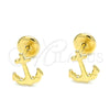 Arete Dormilona 02.09.0159 Oro Laminado, Diseño de Ancla, Pulido, Tono Dorado